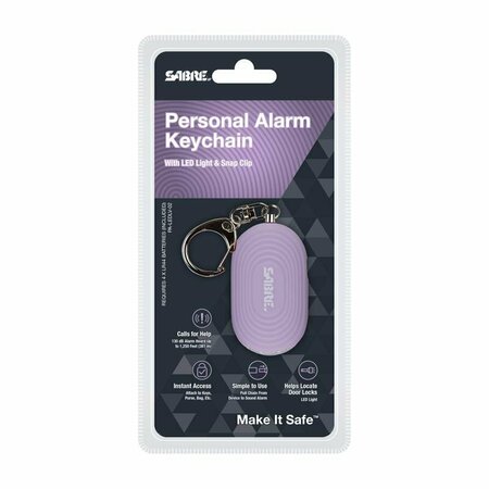 SABRE Lavender Plastic Personal Alarm w/LED & Snap Hook PA-LEDLV-02